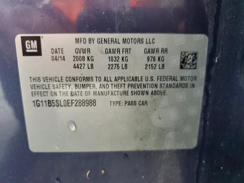 Продаж на аукціоні авто 2014 Chevrolet Malibu, vin: 1G11B5SL0EF288988, номер лоту: 63775056