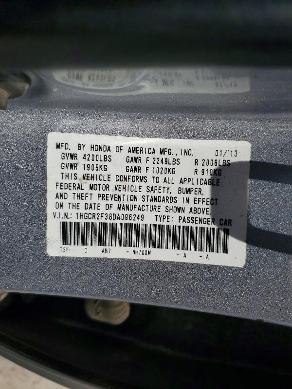 Продаж на аукціоні авто 2013 Honda Accord, vin: 1HGCR2F38DA096249, номер лоту: 64601126