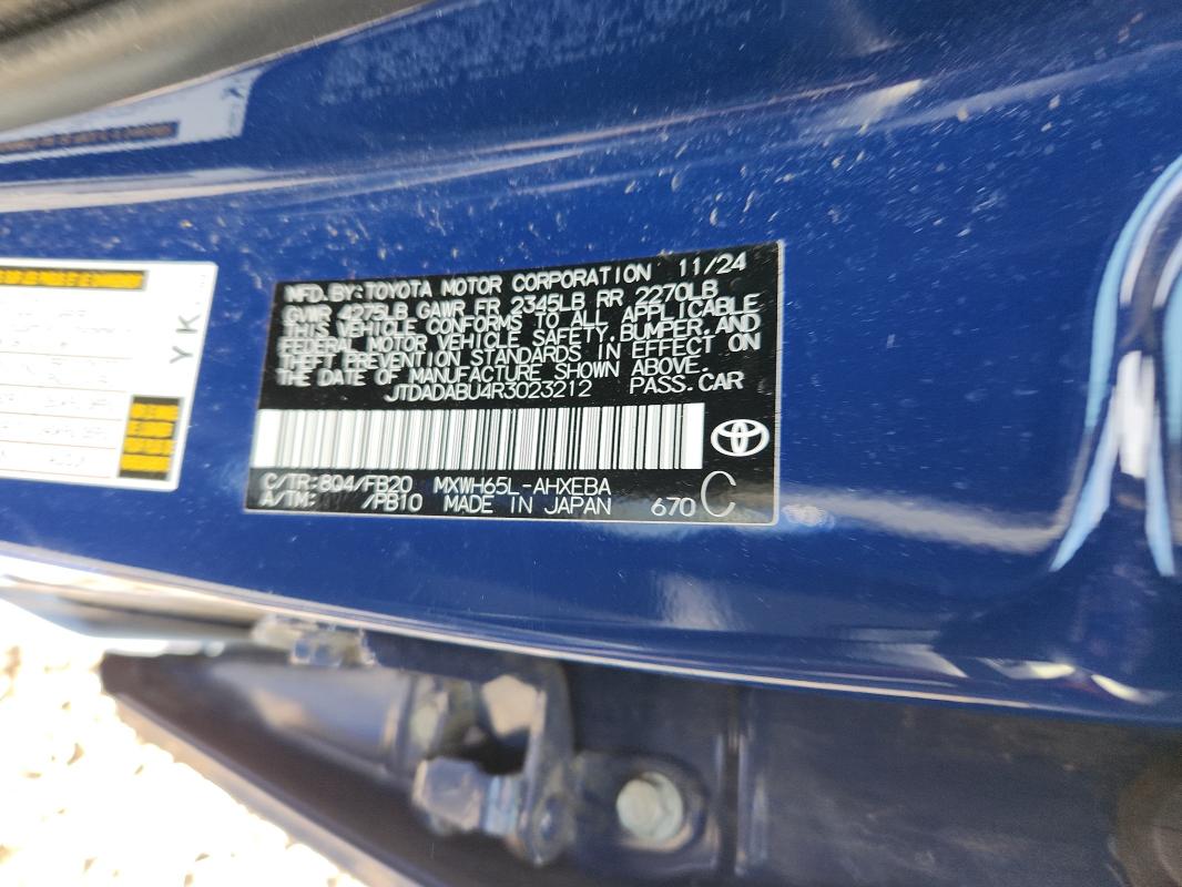 Aukcja sprzedaży 2024 Toyota Prius, vin: JTDADABU4R3023212, numer aukcji: 65458946