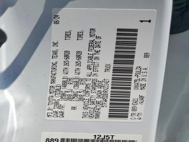 65469066 :رقم المزاد ، 5TFWA5DBXRX231427 vin ، 2024 Toyota Tundra مزاد بيع