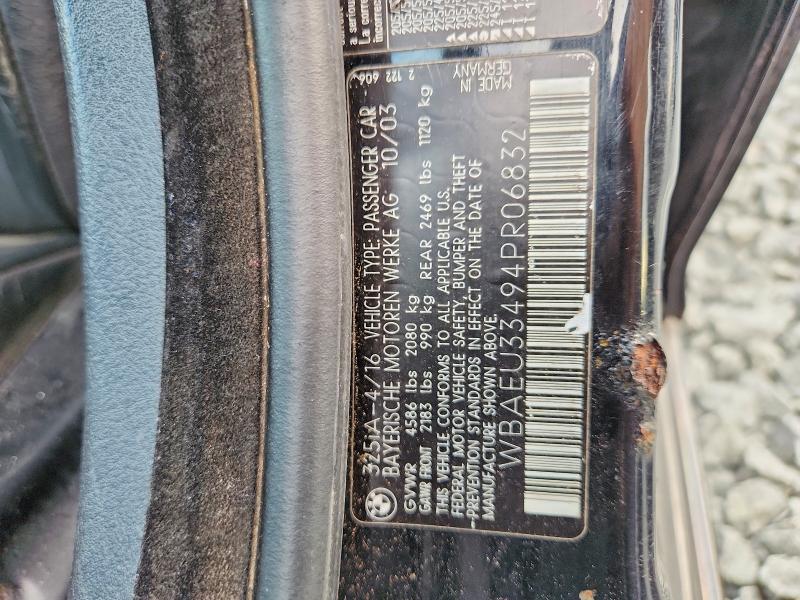 65650006 :رقم المزاد ، WBAEU33494PR06832 vin ، 2004 Bmw 325 مزاد بيع
