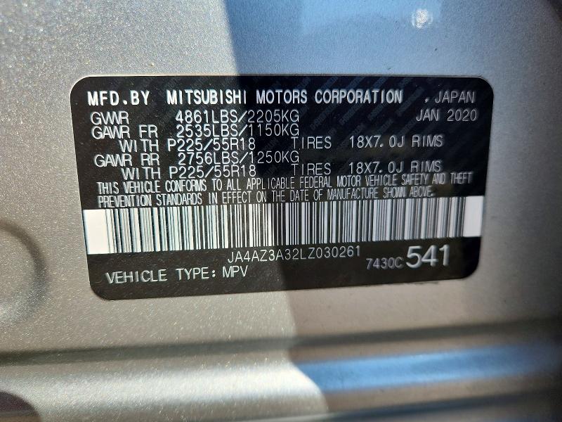 Aukcja sprzedaży 2020 Mitsubishi Outlander, vin: JA4AZ3A32LZ030261, numer aukcji: 66131916