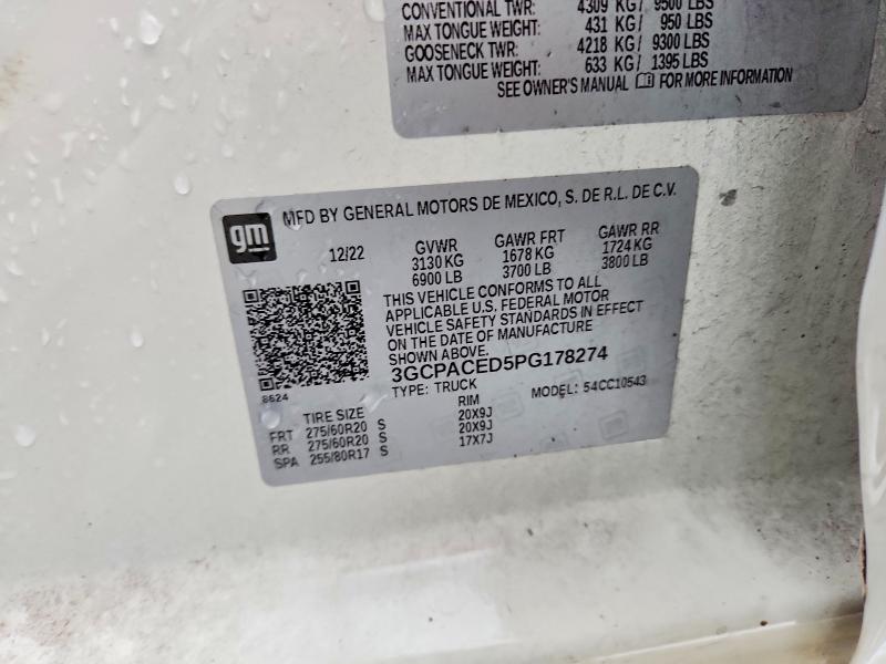 Продаж на аукціоні авто 2023 Chevrolet Silverado, vin: 3GCPACED5PG178274, номер лоту: 67013016