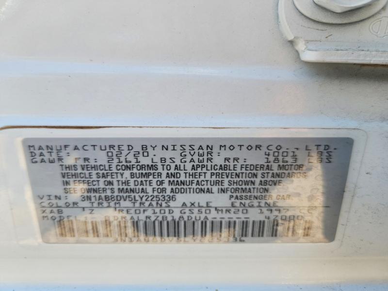 66510046 :رقم المزاد ، 3N1AB8DV5LY225336 vin ، 2020 Nissan Sentra مزاد بيع