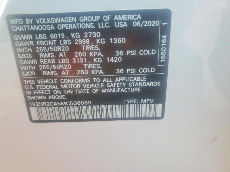 Продажа на аукционе авто 2021 Volkswagen Atlas, vin: 1V2HR2CA5MC508069, номер лота: 64218446