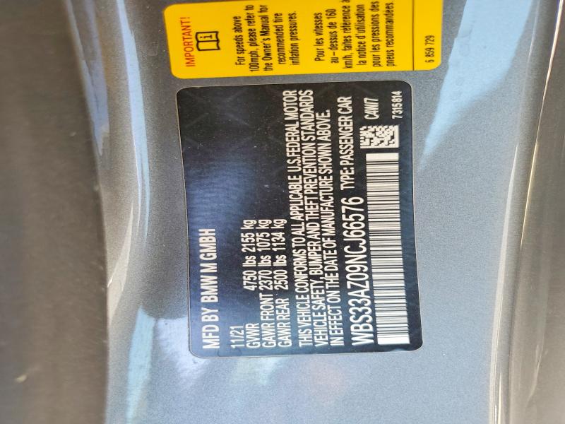 64098666 :رقم المزاد ، WBS33AZ09NCJ66576 vin ، 2022 Bmw M4 مزاد بيع
