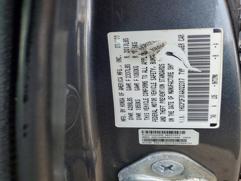 Aukcja sprzedaży 2010 Honda Accord, vin: 1HGCP2F31AA022317, numer aukcji: 64516356
