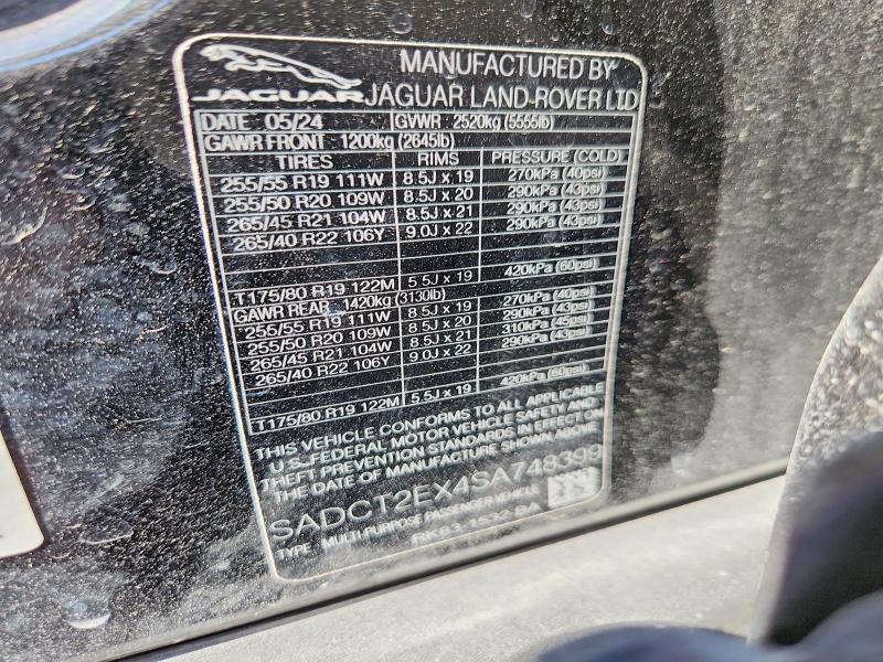 2025 Jaguar F-pace მანქანა იყიდება აუქციონზე, vin: SADCT2EX4SA748399, აუქციონის ნომერი: 62667086