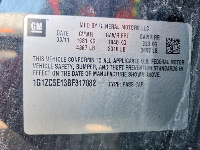 2011 Chevrolet Malibu მანქანა იყიდება აუქციონზე, vin: 1G1ZC5E13BF317082, აუქციონის ნომერი: 63681226