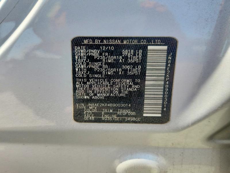 Aukcja sprzedaży 2011 Nissan Quest, vin: JN8AE2KP4B9003014, numer aukcji: 66086056
