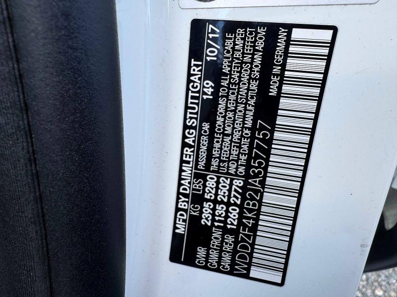 65651876 :رقم المزاد ، WDDZF4KB2JA357757 vin ، 2018 Mercedes-benz E مزاد بيع