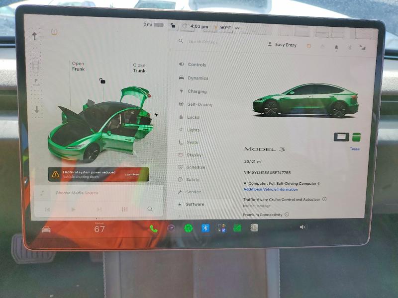2024 Tesla Model 3 მანქანა იყიდება აუქციონზე, vin: 5YJ3E1EAXRF747755, აუქციონის ნომერი: 64574846