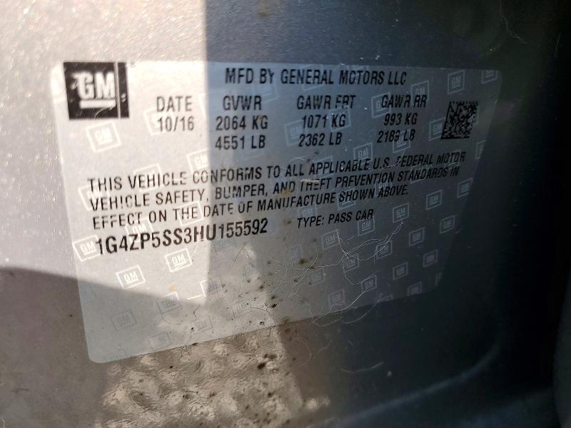 2017 Buick Lacrosse მანქანა იყიდება აუქციონზე, vin: 1G4ZP5SS3HU155592, აუქციონის ნომერი: 64074496