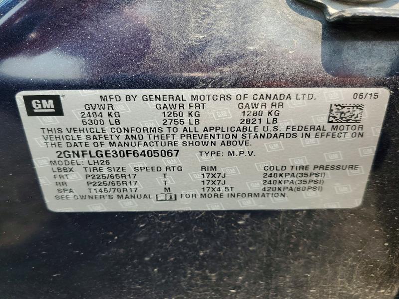 Aukcja sprzedaży 2015 Chevrolet Equinox, vin: 2GNFLGE30F6405067, numer aukcji: 64664936