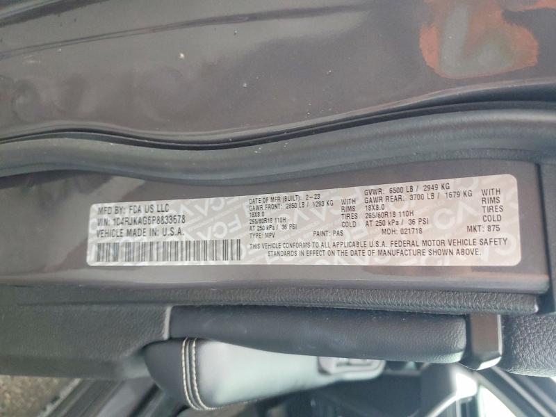 63503296 :رقم المزاد ، 1C4RJKAG6P8833678 vin ، 2023 Jeep Grand Cherokee مزاد بيع