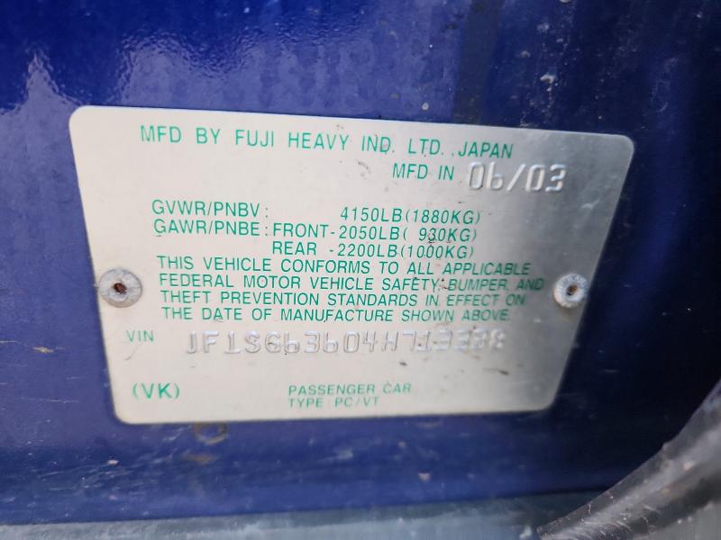 Aukcja sprzedaży 2004 Subaru Forester, vin: JF1SG63604H713338, numer aukcji: 65366646