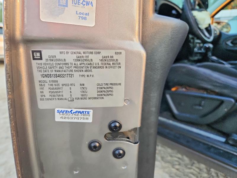 66710456 :رقم المزاد ، 1GNDS13S482217721 vin ، 2008 Chevrolet Trailblazer مزاد بيع