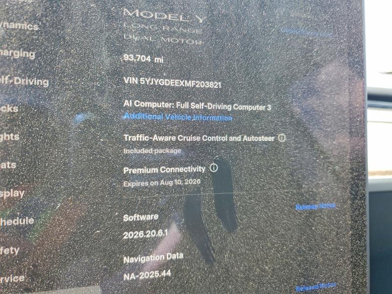64058036 :رقم المزاد ، 5YJYGDEEXMF203821 vin ، 2021 Tesla Model Y مزاد بيع