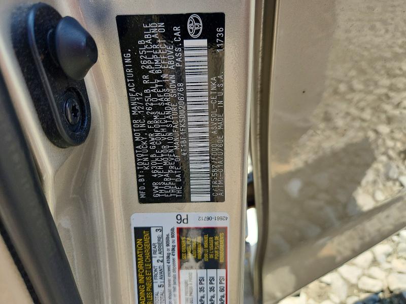 Продажа на аукционе авто 2013 Toyota Camry, vin: 4T1BF1FK5DU206768, номер лота: 63997916