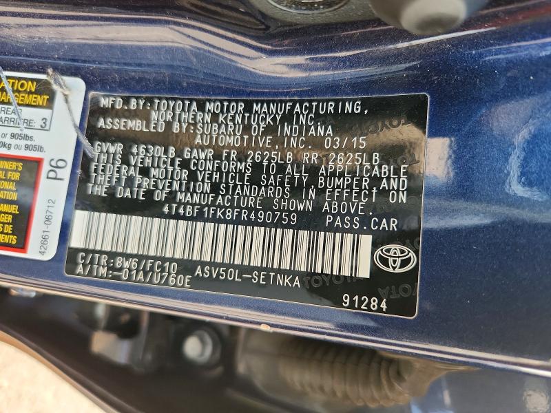 Продаж на аукціоні авто 2015 Toyota Camry, vin: 4T4BF1FK8FR490759, номер лоту: 64893896