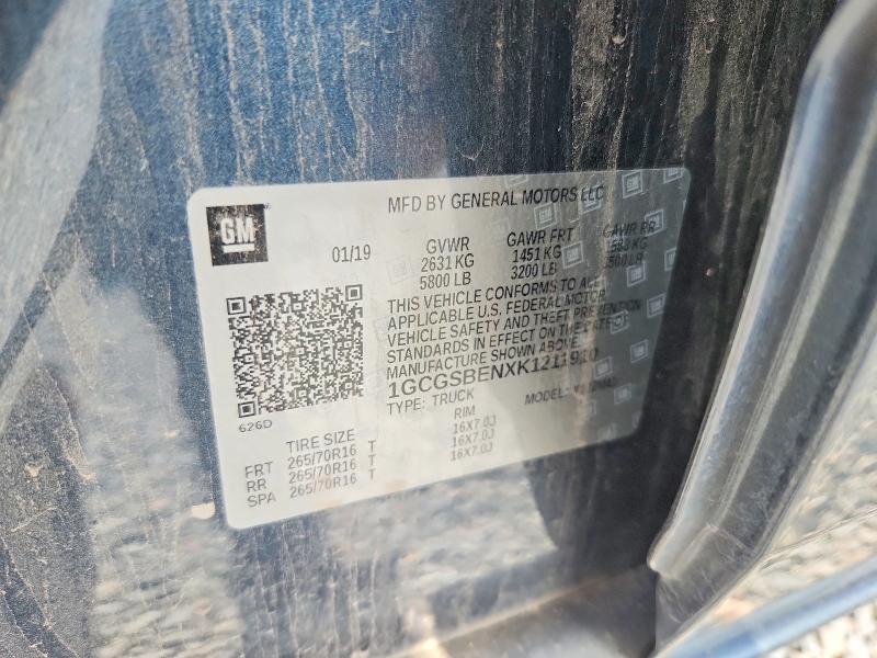 63493396 :رقم المزاد ، 1GCGSBENXK1211910 vin ، 2019 Chevrolet Colorado مزاد بيع