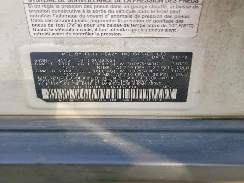 Продаж на аукціоні авто 2010 Subaru Outback, vin: 4S4BRCCC8A3352910, номер лоту: 64855156