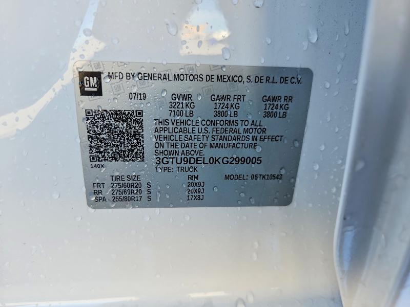 Aukcja sprzedaży 2019 Gmc Sierra, vin: 3GTU9DEL0KG299005, numer aukcji: 66115576