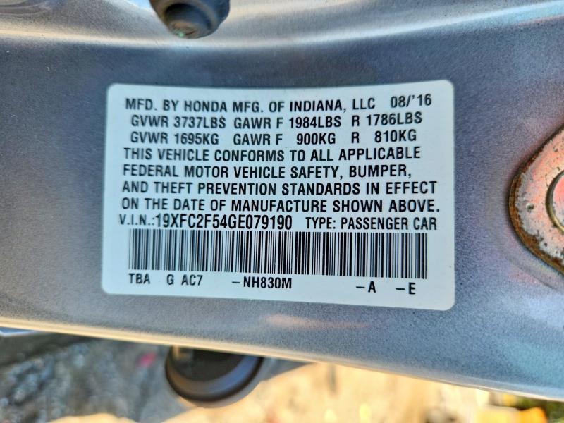 Aukcja sprzedaży 2016 Honda Civic, vin: 19XFC2F54GE079190, numer aukcji: 65709366