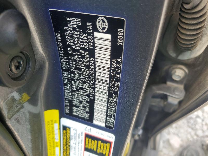 Продаж на аукціоні авто 2012 Toyota Camry, vin: 4T1BF1FK0CU038245, номер лоту: 66643056