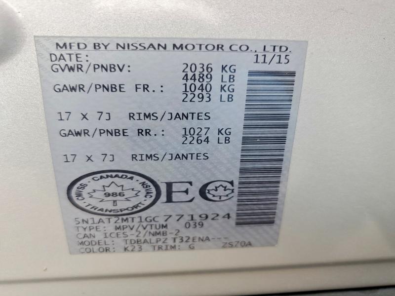 Продаж на аукціоні авто 2016 Nissan Rogue, vin: 5N1AT2MT1GC771924, номер лоту: 64302086