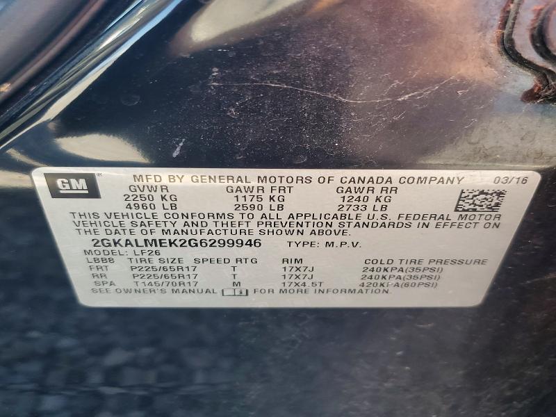 66801966 :رقم المزاد ، 2GKALMEK2G6299946 vin ، 2016 Gmc Terrain مزاد بيع