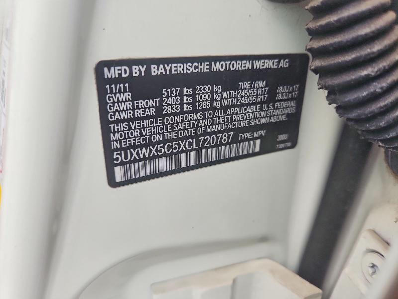 2012 Bmw X3 მანქანა იყიდება აუქციონზე, vin: 5UXWX5C5XCL720787, აუქციონის ნომერი: 63740346
