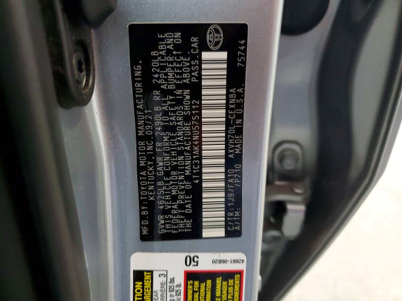 Продажа на аукционе авто 2022 Toyota Camry, vin: 4T1C31AK4NU575112, номер лота: 63899846