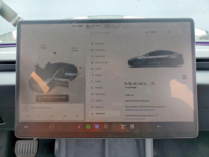 2026 Tesla Model 3 მანქანა იყიდება აუქციონზე, vin: 5YJ3E1EA5TF196402, აუქციონის ნომერი: 65265866