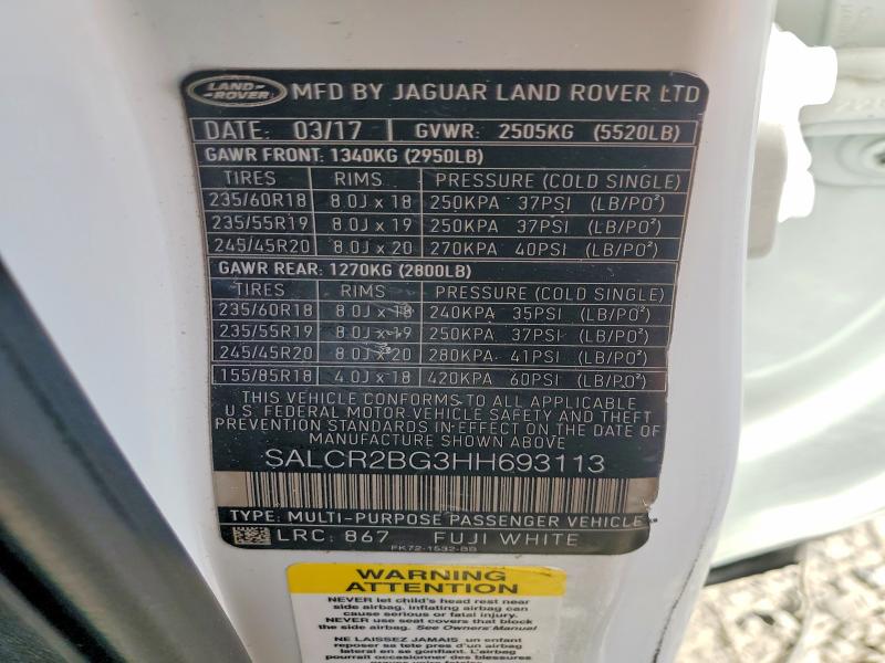 Продаж на аукціоні авто 2017 Land Rover Discovery Sport, vin: SALCR2BG3HH693113, номер лоту: 65694266