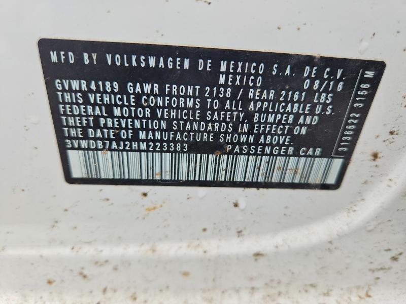 Aukcja sprzedaży 2017 Volkswagen Jetta, vin: 3VWDB7AJ2HM223383, numer aukcji: 63996056