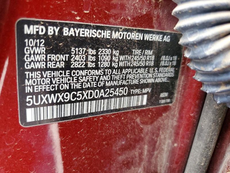 63520296 :رقم المزاد ، 5UXWX9C5XD0A25450 vin ، 2013 Bmw X3 مزاد بيع