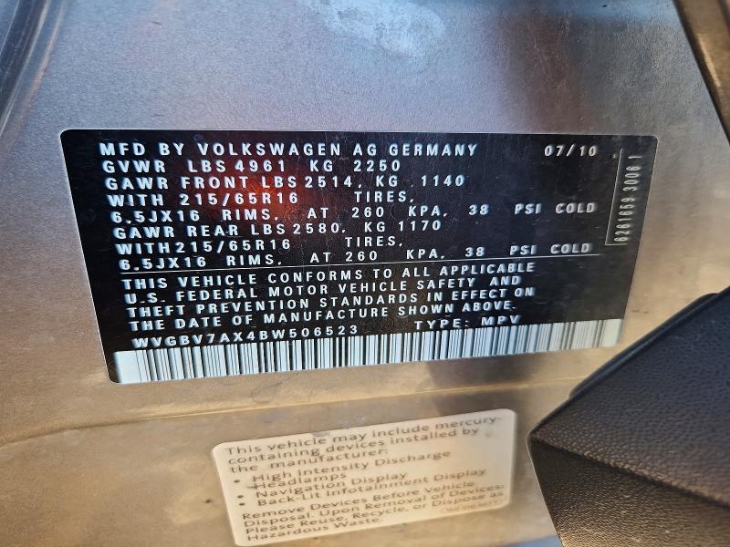 66535306 :رقم المزاد ، WVGBV7AX4BW506523 vin ، 2011 Volkswagen Tiguan مزاد بيع
