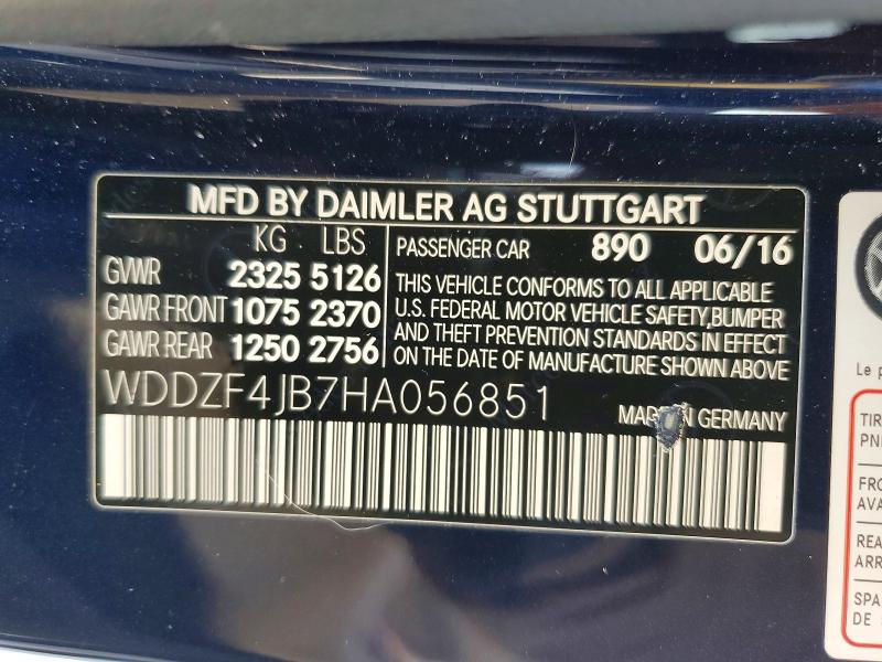Продаж на аукціоні авто 2017 Mercedes-benz E, vin: WDDZF4JB7HA056851, номер лоту: 63318726