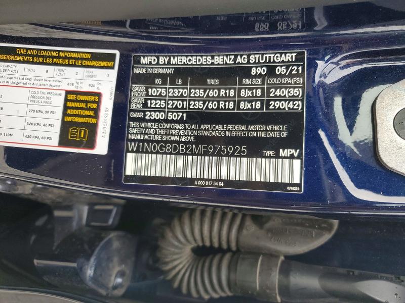 2021 Mercedes-benz Glc მანქანა იყიდება აუქციონზე, vin: W1N0G8DB2MF975925, აუქციონის ნომერი: 66627816