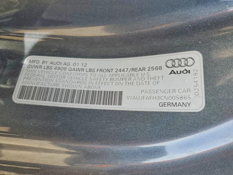 2012 Audi A5 მანქანა იყიდება აუქციონზე, vin: WAUJFAFH3CN005865, აუქციონის ნომერი: 64998376