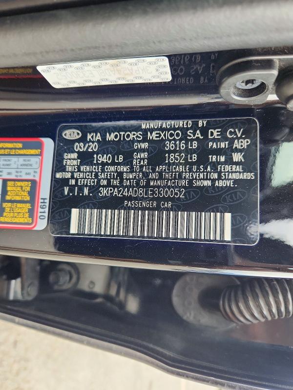 Aukcja sprzedaży 2020 Kia Rio, vin: 3KPA24AD8LE330052, numer aukcji: 65491086