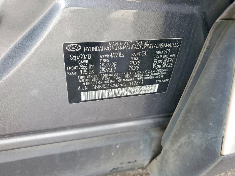 Продажа на аукционе авто 2019 Hyundai Santa Fe, vin: 5NMS33AD6KH042873, номер лота: 66083276
