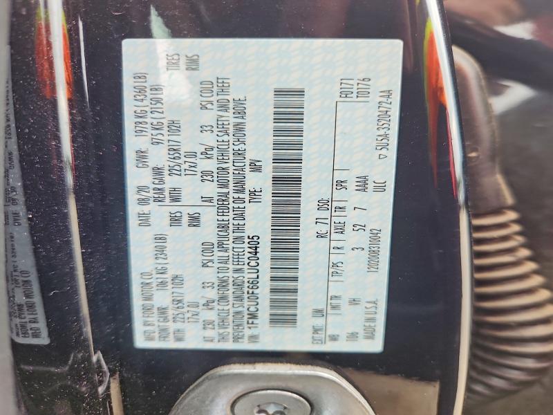 Продажа на аукционе авто 2020 Ford Escape, vin: 1FMCU0F66LUC04405, номер лота: 66806146