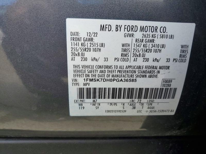 2023 Ford Explorer მანქანა იყიდება აუქციონზე, vin: 1FMSK7DH0PGA36585, აუქციონის ნომერი: 67311906