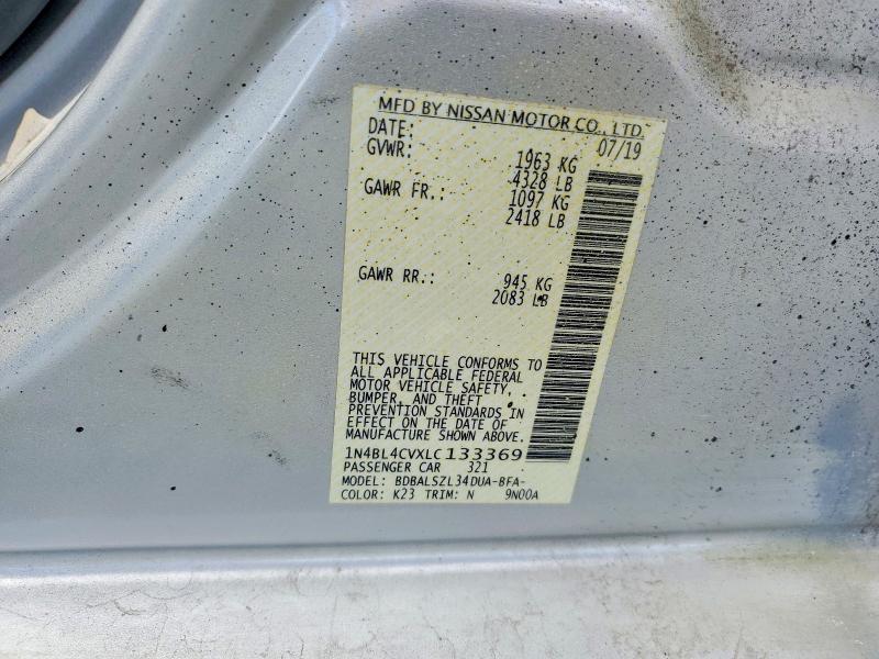 2020 Nissan Altima მანქანა იყიდება აუქციონზე, vin: 1N4BL4CVXLC133369, აუქციონის ნომერი: 66437216