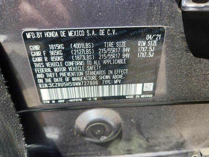 Aukcja sprzedaży 2021 Honda Hr-v, vin: 3CZRU5H59MM727806, numer aukcji: 66558446