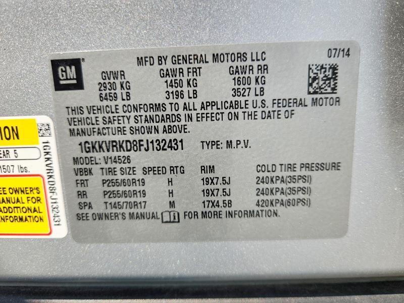2015 Gmc Acadia მანქანა იყიდება აუქციონზე, vin: 1GKKVRKD8FJ132431, აუქციონის ნომერი: 64977336