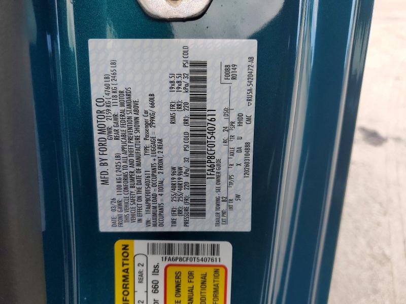 Продажа на аукционе авто 2026 Ford Mustang, vin: 1FA6P8CF0T5407611, номер лота: 67416016