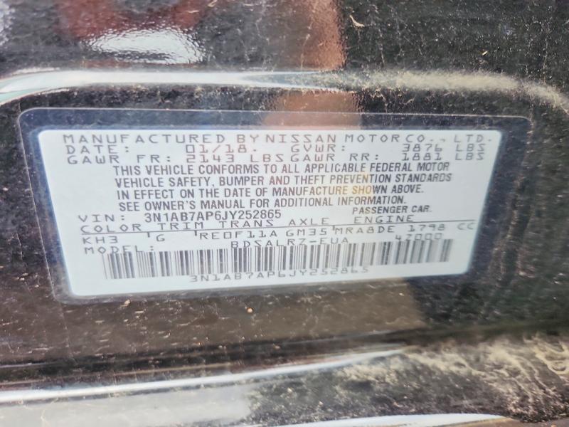 2018 Nissan Sentra მანქანა იყიდება აუქციონზე, vin: 3N1AB7AP6JY252865, აუქციონის ნომერი: 64548756
